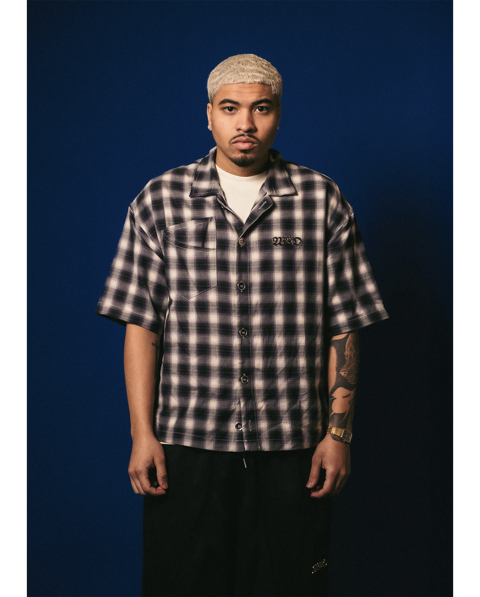 Forged Plaid Shirt - Black